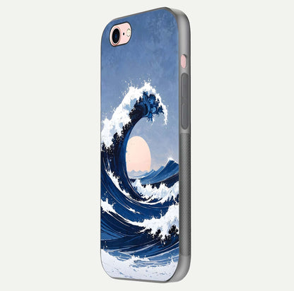 Rising Tide Power Glass Case for iPhone 6 Plus side-angle image showing shine and detailed ocean art