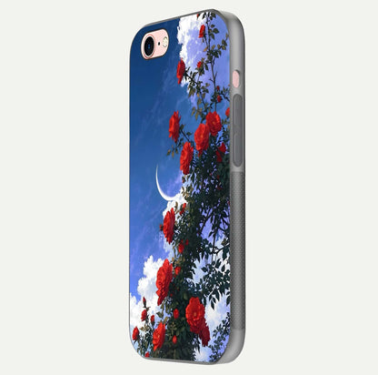 Rose Drift Flowers Glass Case for iPhone 6 Plus side-angle image showing reflection and petal detail