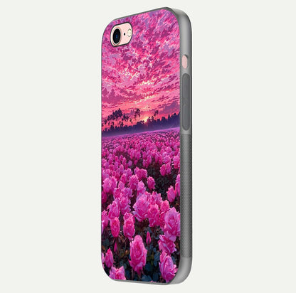 Rose Sunset Valley Glass Case for iPhone 6 Plus side-angle image showing smooth edges and floral glow