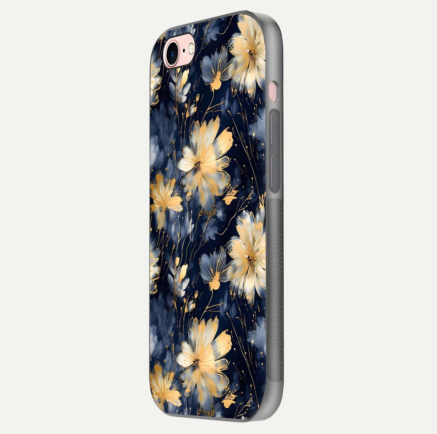 Royal Petal Dream Glass Case for iPhone 6 Plus side-angle image showing smooth edges and royal bloom details