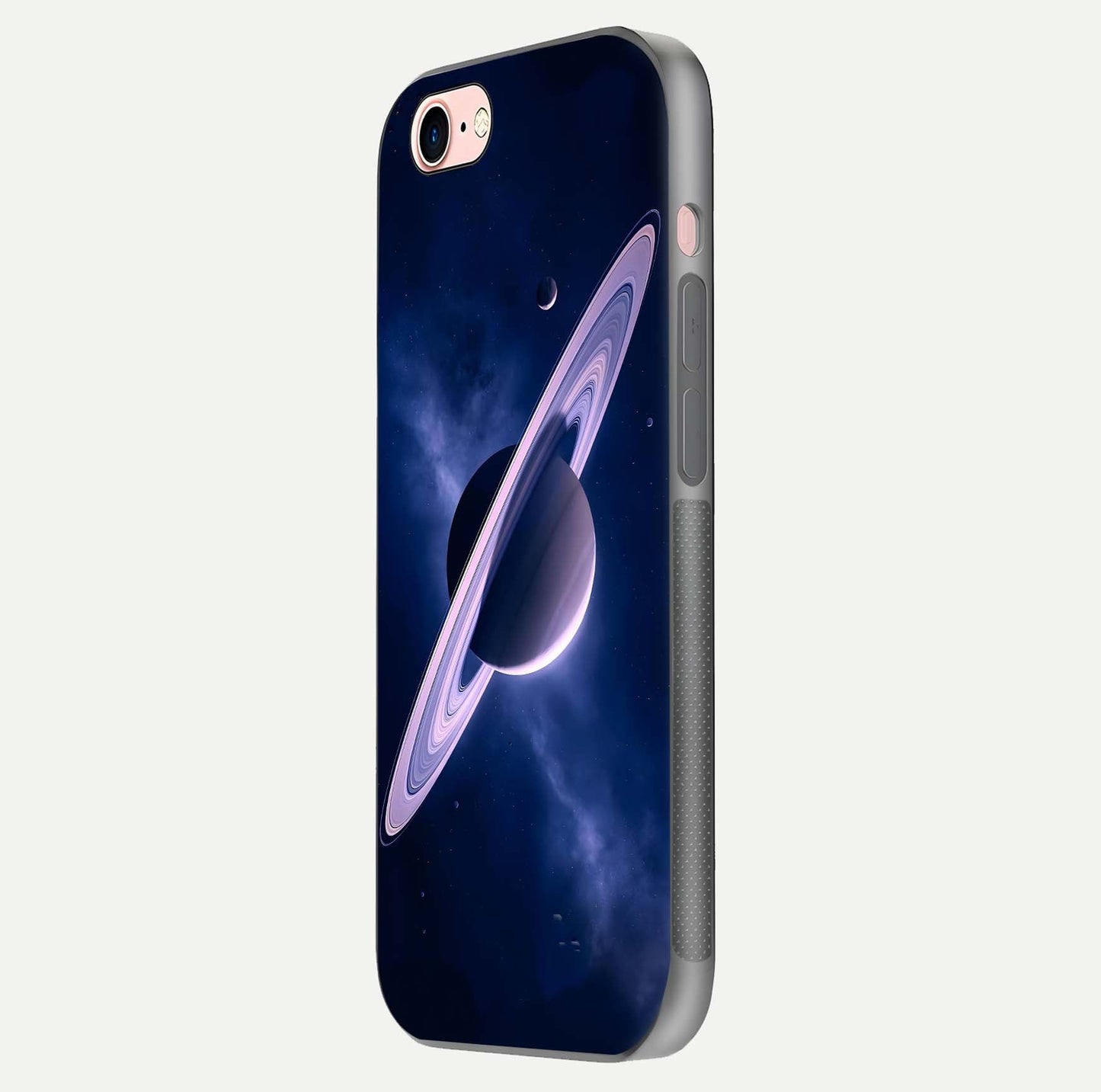 Saturn Ring Mystique Glass Case for iPhone 6 Plus side-angle image showing shine and galaxy ring focus