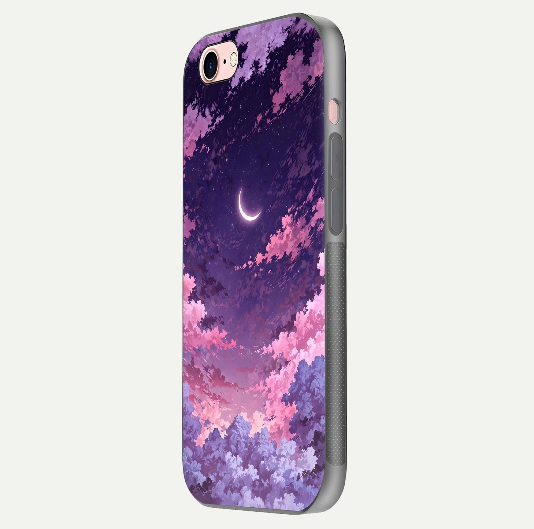Sky Drift Clouds Glass Case for iPhone 6 Plus side-angle image showing reflection, blue tones, and soft gradient