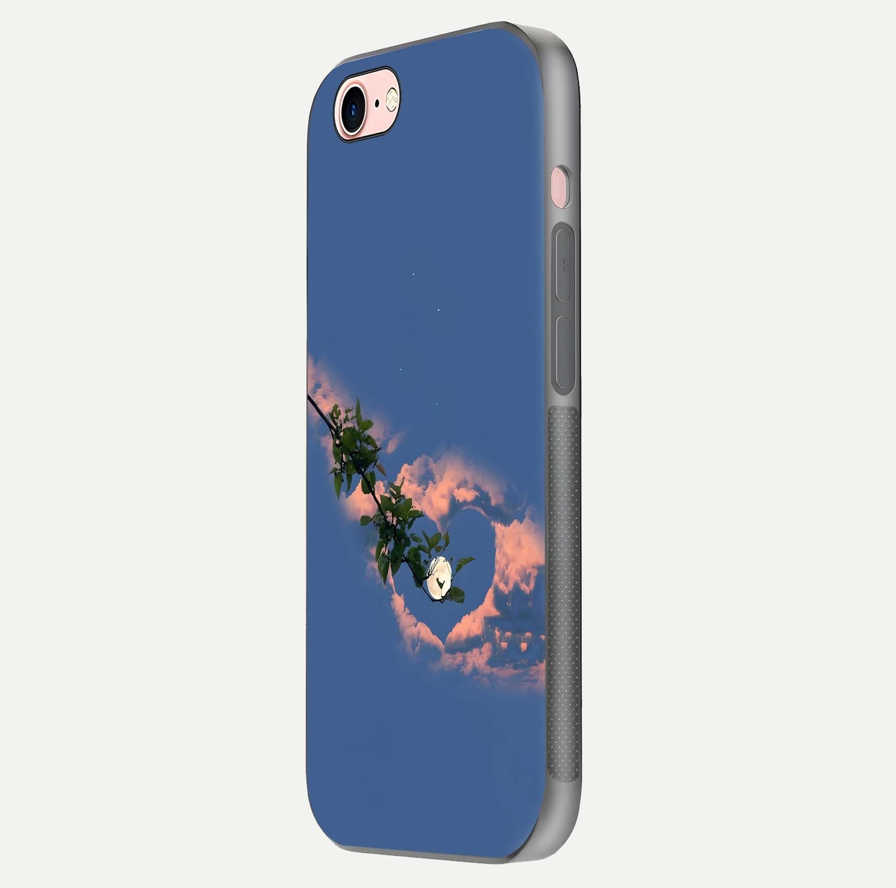 Sky Under Tree Glass Case for iPhone 6 Plus side-angle image showing shine, edge texture, and scenic detail
