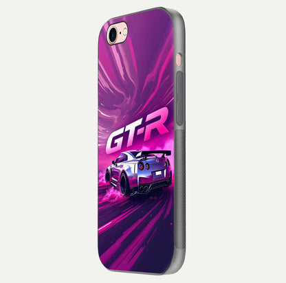 Speed Drift Legend Glass Case for iPhone 6 Plus side-angle image showing car print reflection and surface gloss