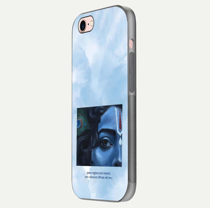 Spiritual Krishna Glass Case for iPhone 6 Plus side-angle image showing reflection and vivid artwork clarity