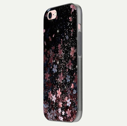 Starlit Flower Dreams Glass Case for iPhone 6 Plus side-angle image showing shine, edge detail, and floral contrast