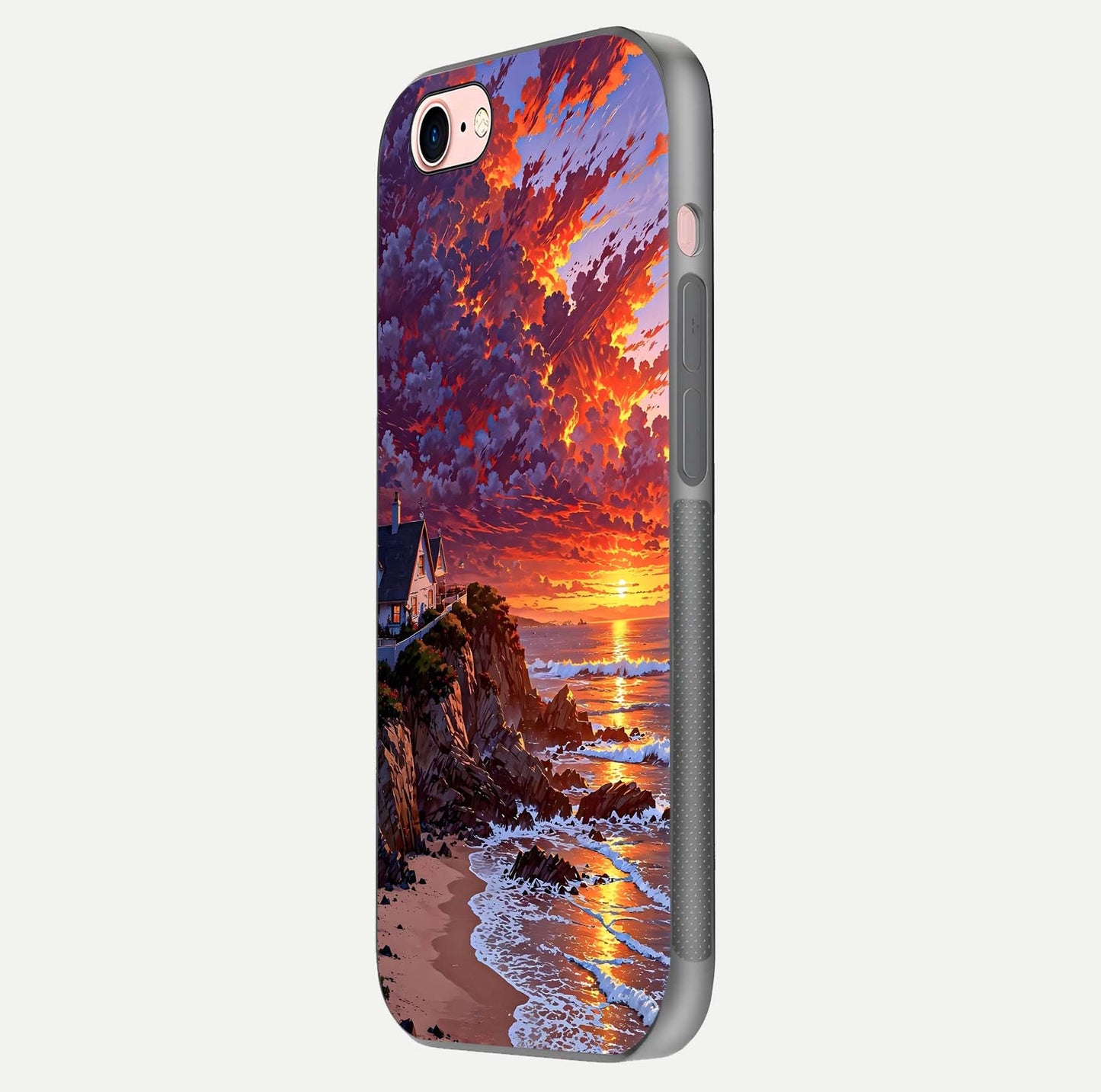 Sunset House by Sea Glass Case for iPhone 6 Plus side-angle image showing reflection and seaside color tone