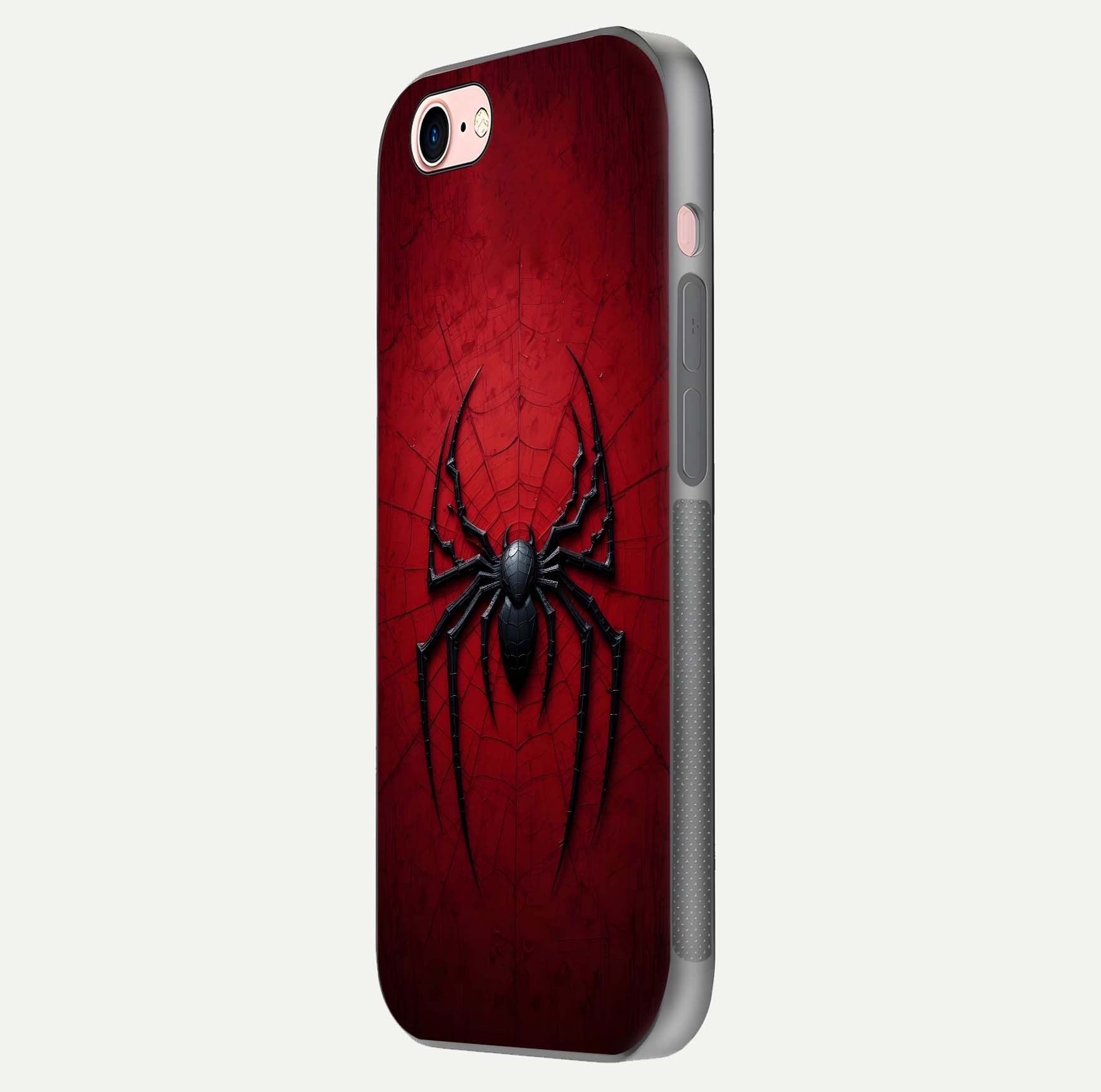Venom Web Emblem Glass Case for iPhone 6 Plus side-angle image showing reflection and dark color tones