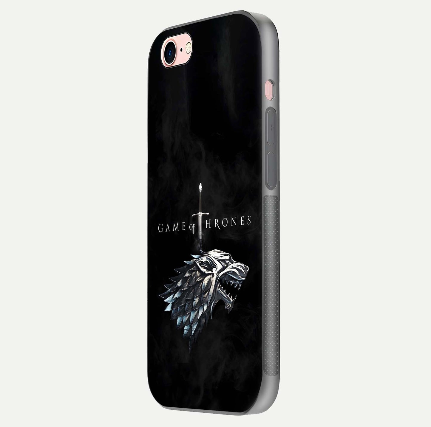 Throne Wolf Legacy Glass Case for iPhone 6 Plus side-angle image showing gloss, texture, and HD print