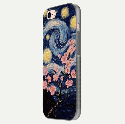 Van Gogh Scenery Glass Case for iPhone 6 Plus side-angle image showing shine, gloss, and scenic color palette