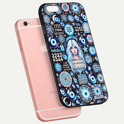 Angel Aura Shield Glass Case for iPhone 16 Pro floating angle showing light reflection and protective edge structure