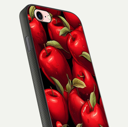 Apple Pattern Glass Case for iPhone 6 Plus close-up angle showing pattern texture and shine reflection