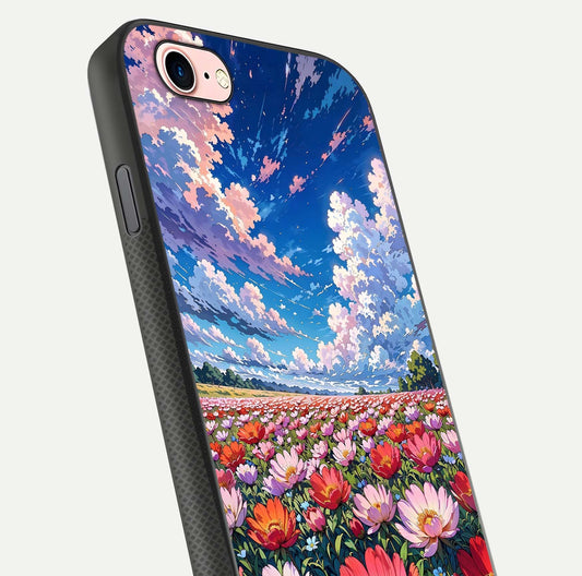 Blossom Sky Field Glass Case for iPhone 6 Plus close-up image showing petal patterns and subtle sky gradient