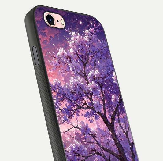 Blossom Tree Glass Case for iPhone 6 Plus close-up image highlighting tree branches, blossoms, and shine