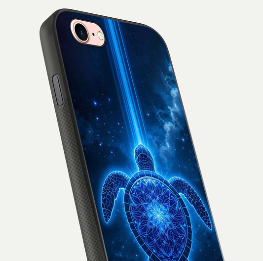 Blue Galaxy Turtle Glass Case for iPhone 6 Plus close-up image showing turtle shell detail and glowing galaxy tones