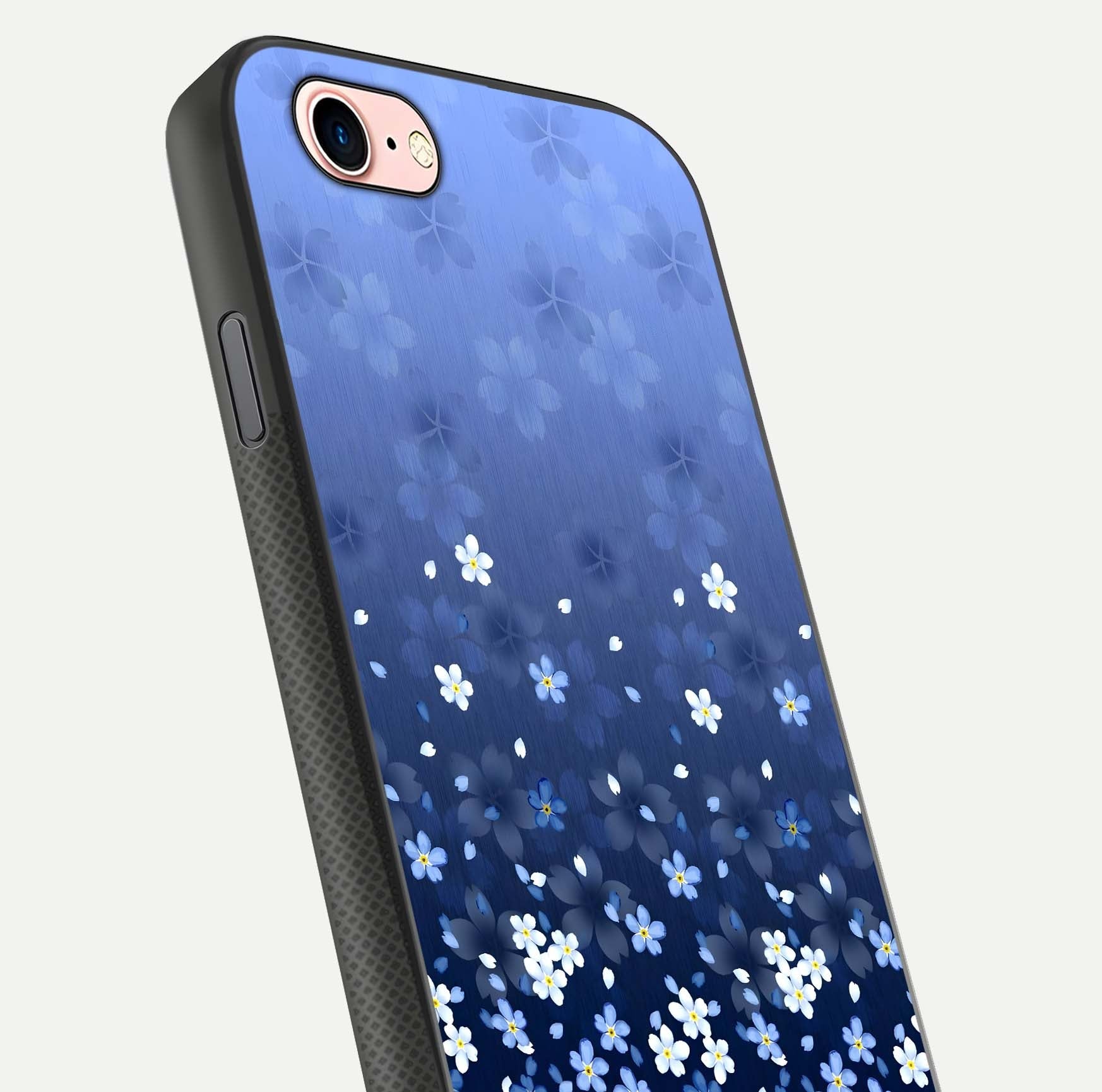 Blue Starry Glass Case for iPhone 6 Plus close-up image highlighting sparkle details and midnight blue gradient