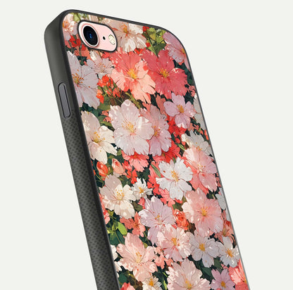 Blush Bloom Field Glass Case for iPhone 6 Plus close-up shot capturing pastel flower field tones and gloss shine