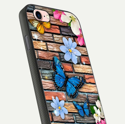 Brick Bloom Flight Glass Case for iPhone 6 Plus close-up angle highlighting flower clusters and reflection detail