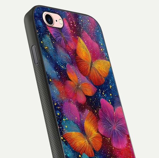 Butterfly Dream Mist Glass Case for iPhone 6 Plus close-up capturing wing pattern detail and glossy finish texture