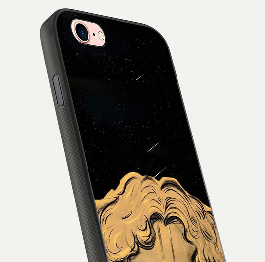 Celestial God’s Plan Glass Case for iPhone 6 Plus close-up angled shot highlighting celestial details and reflection