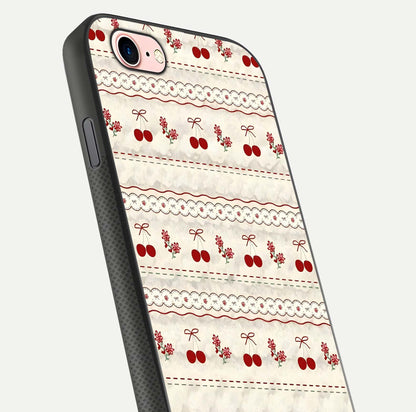 Cherry Bloom Charm Glass Case for iPhone 6 Plus close-up showing pink petals and reflection detail