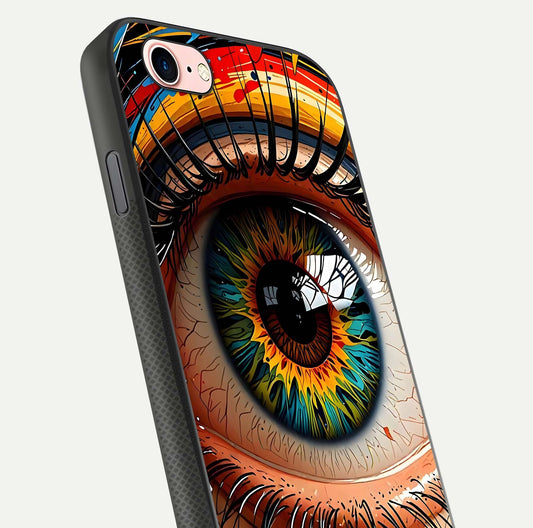 Colorful Eye Glass Case for iPhone 6 Plus close-up highlighting eye pattern detail and reflection shine