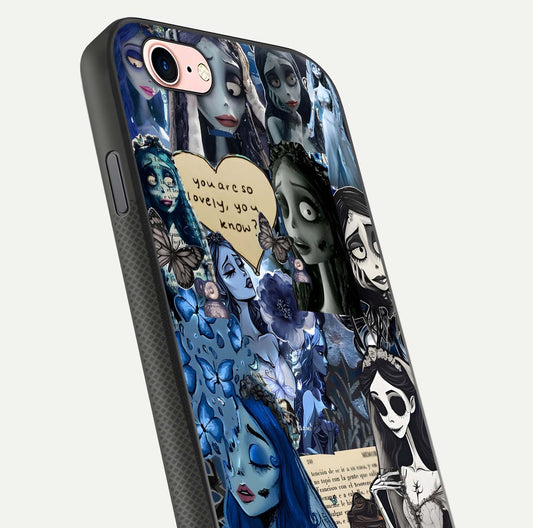Corpse Bride Posters Glass Case for iPhone 6 Plus close-up highlighting detailed artwork and reflection polish