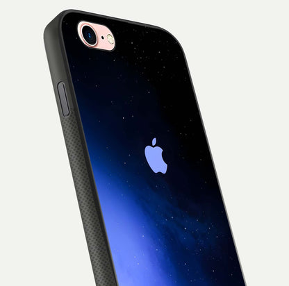 Cosmic Blue Apple Glass Case for iPhone 6 Plus close-up highlighting galaxy pattern, shine, and reflection detail