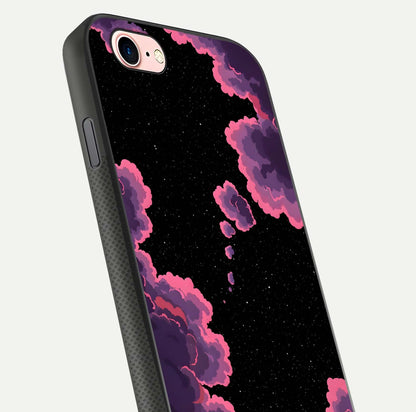 Cosmic Cloud Journey Glass Case for iPhone 6 Plus close-up highlighting star clusters and reflection texture