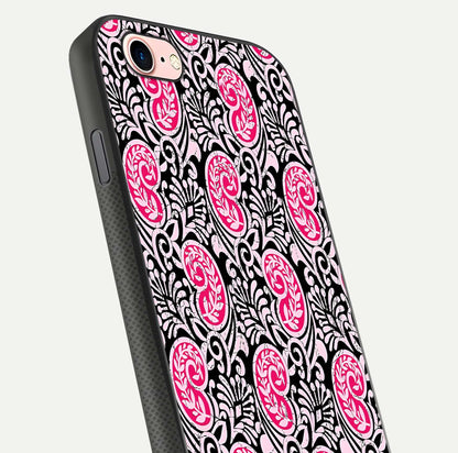 Crimson Paisley Charm Glass Case for iPhone 6 Plus close-up highlighting fine pattern detail and reflection tone
