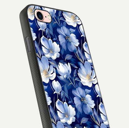 Cute Floral Patterns Glass Case for iPhone 6 Plus close-up highlighting flowers and gloss reflection