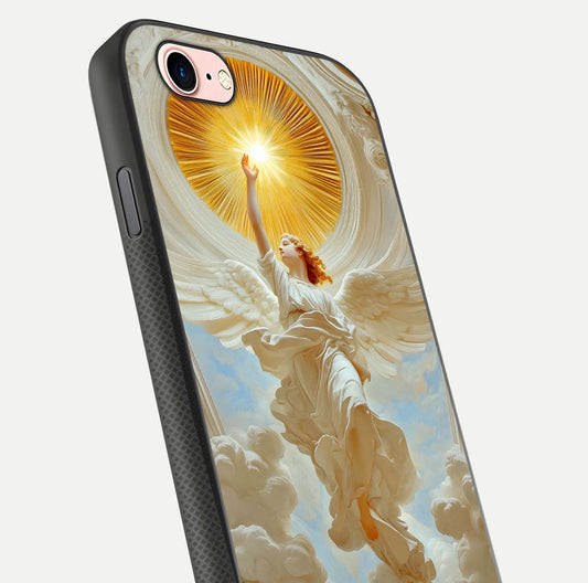 Divine Light Angel Glass Case for iPhone 6 Plus close-up highlighting light rays and glass reflection