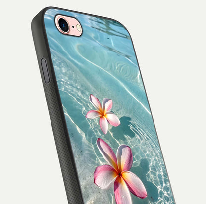 Floating Bloom Bliss Glass Case for iPhone 6 Plus close-up highlighting petal detail and reflection tone