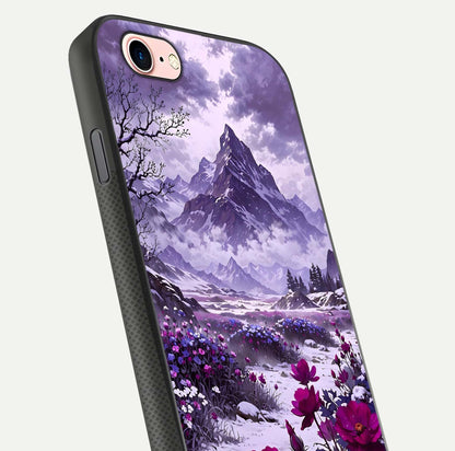 Flower Mountain View Glass Case for iPhone 6 Plus close-up highlighting petal details and sky reflection
