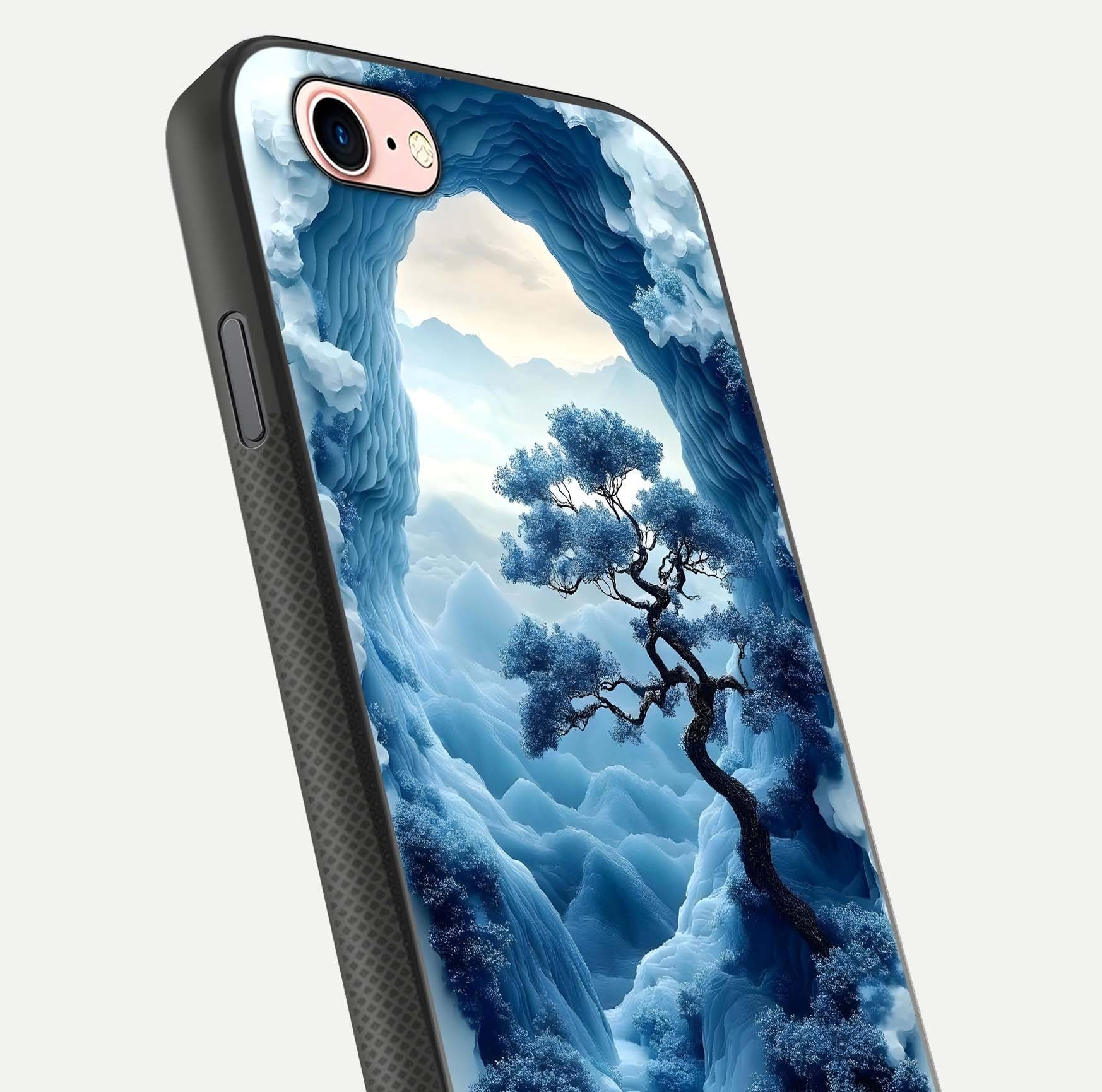 Frozen Serenity Gate Glass Case for iPhone 6 Plus close-up highlighting frosted texture and reflection tone