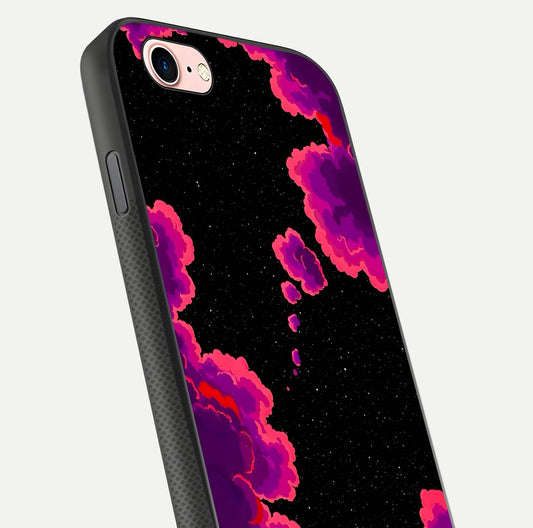 Galaxy Dream Frame Glass Case for iPhone 6 Plus close-up angled shot showing nebula patterns and reflection glow