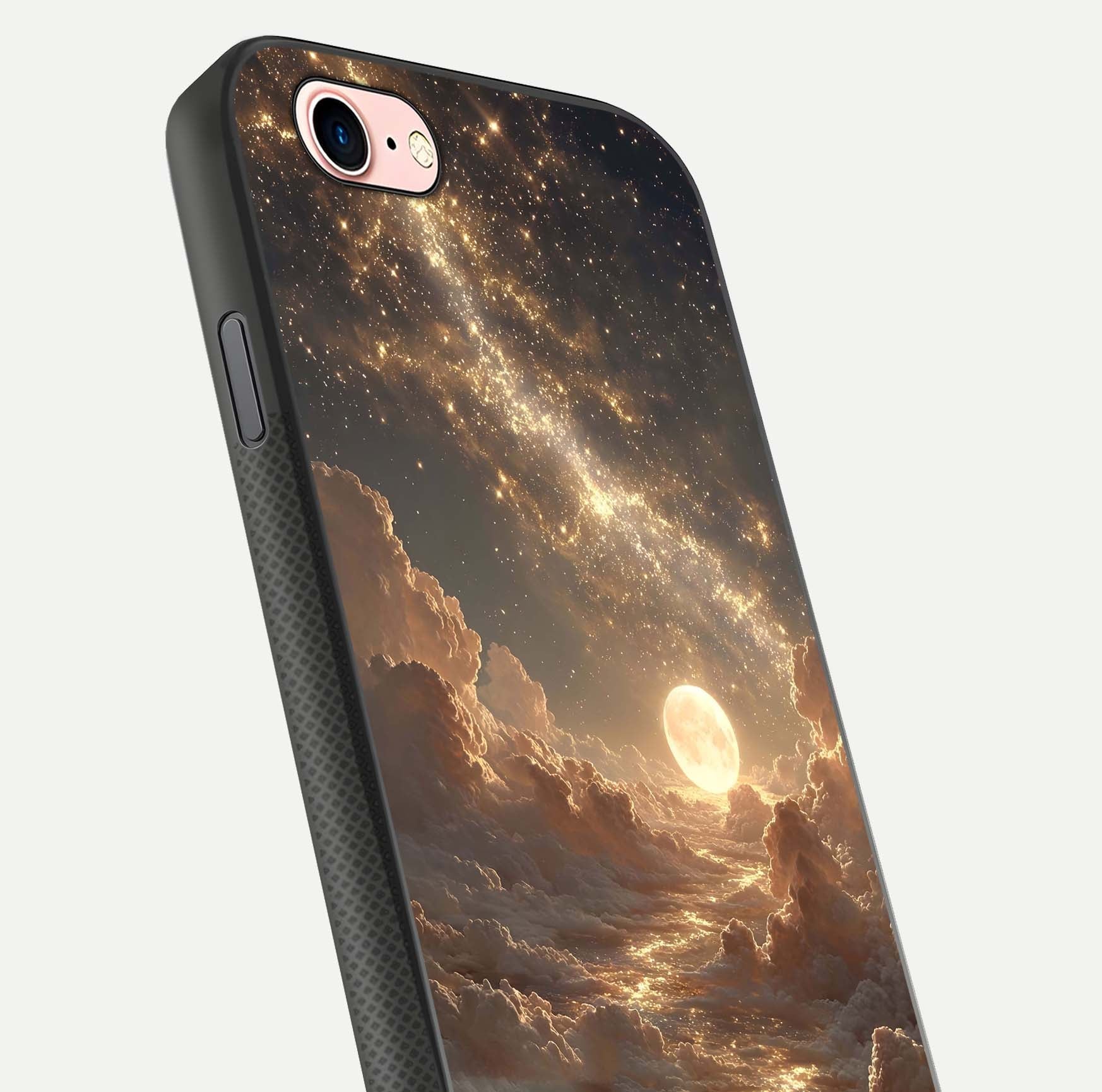 Golden Sky Dream Glass Case for iPhone 6 Plus close-up angled shot showing gradient tones and reflection polish