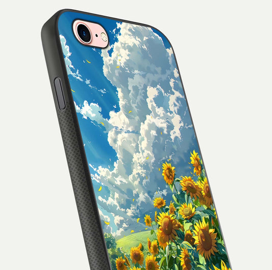 Golden Sun Glory Glass Case for iPhone 6 Plus close-up angled shot showing sunlight reflection and gold detailing