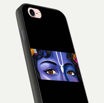 Krishna Eye Glass Case for iPhone 6 Plus close-up angled shot showing intricate artwork and reflection shine