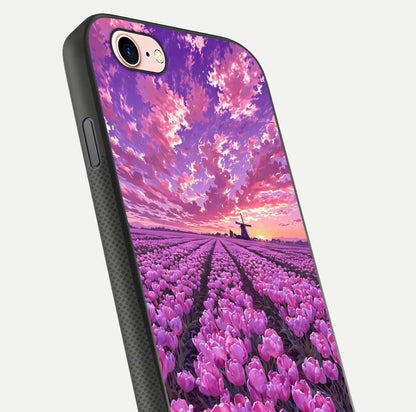 Lavender Dream Skies Glass Case for iPhone 6 Plus close-up angled shot showing purple hues and soft reflection