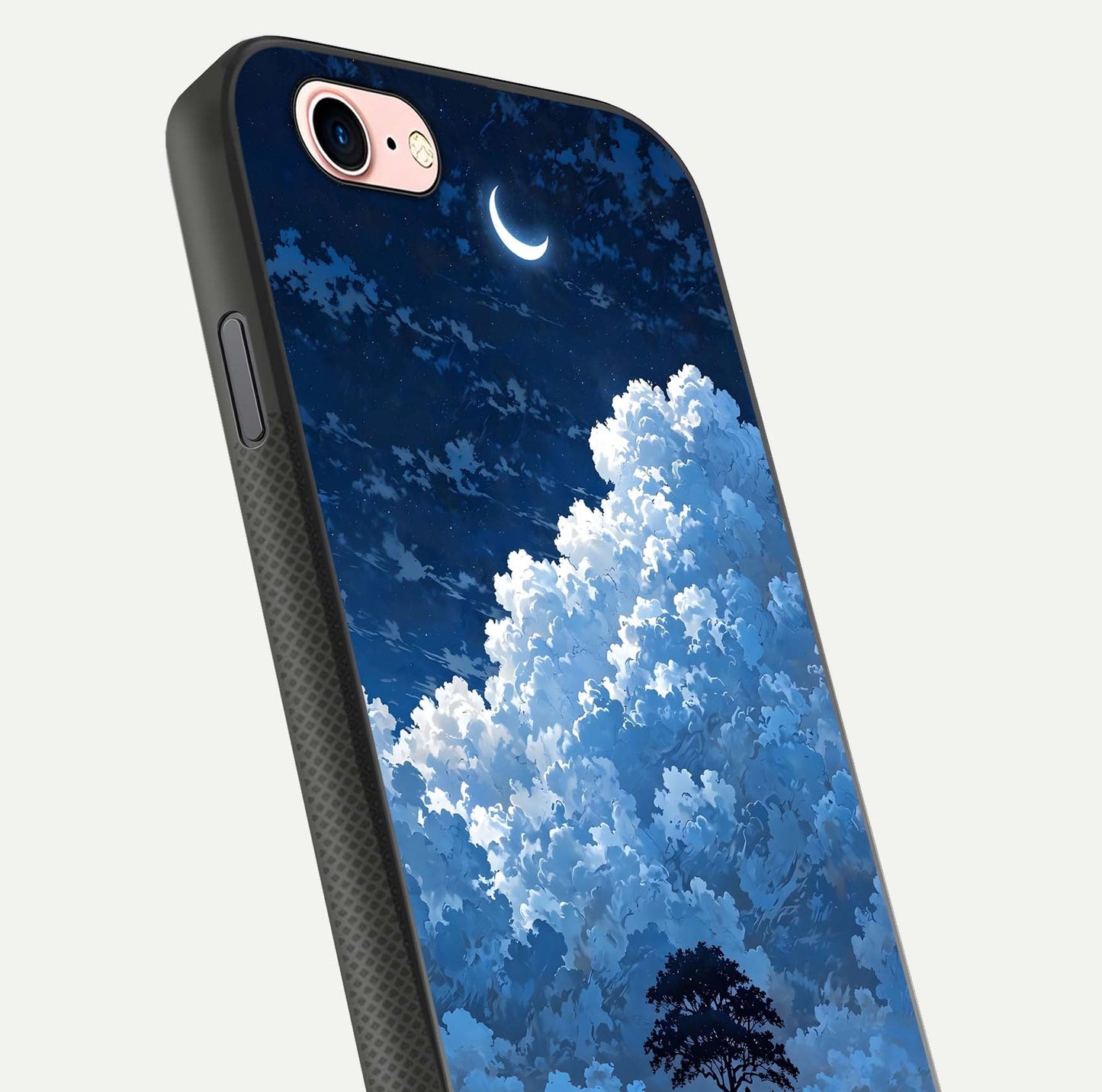 Midnight Sky Serenity Glass Case for iPhone 6 Plus close-up angled shot showing starlit tones and reflection