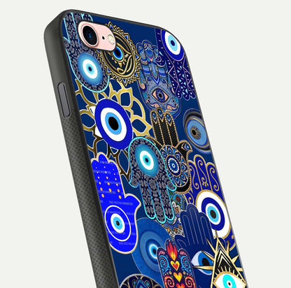 Mystic Palm Guard Glass Case for iPhone 6 Plus close-up angled shot showing eye symbol and fine texture