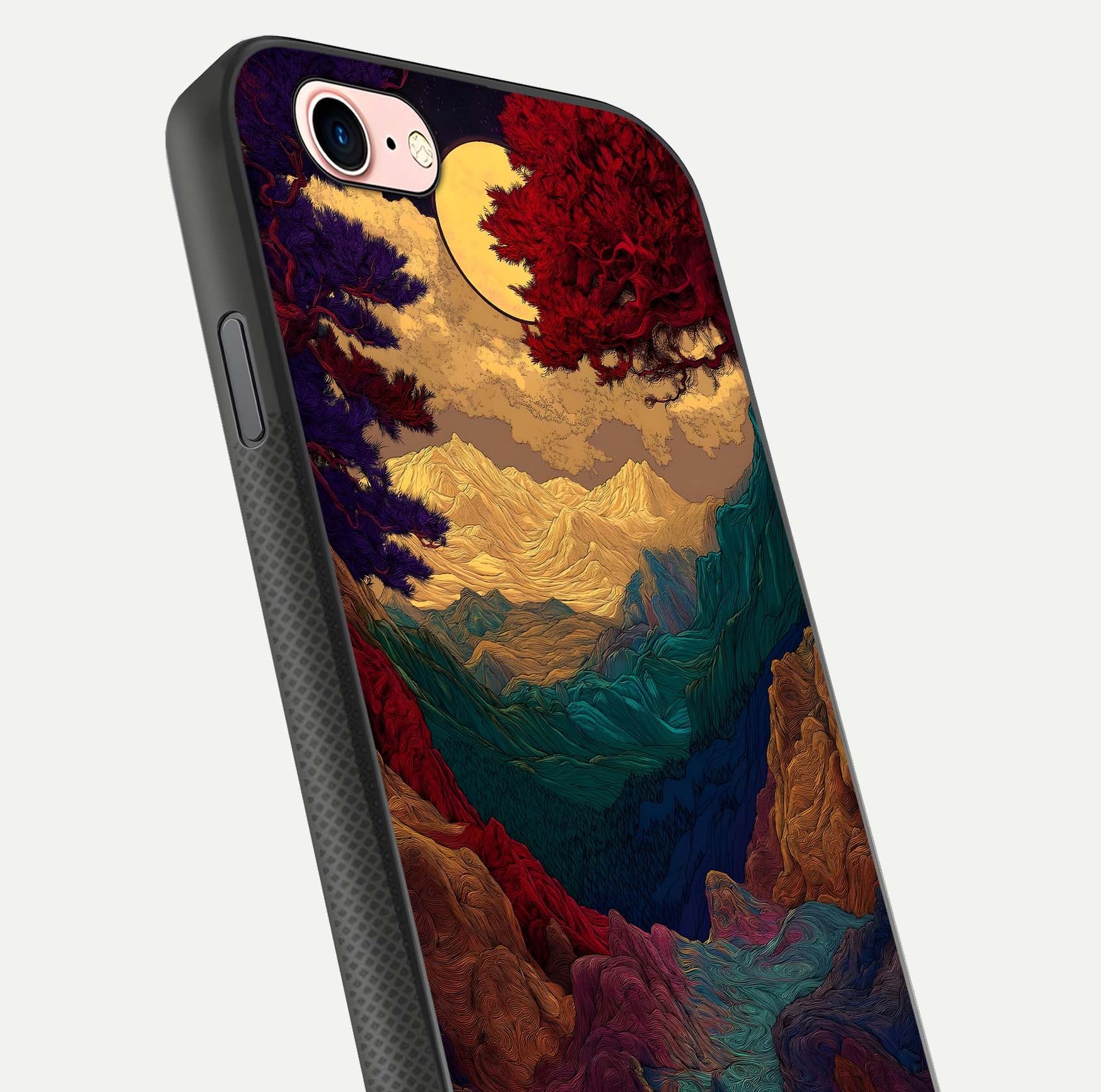 Mystic Valley Light Glass Case for iPhone 6 Plus close-up angled shot highlighting gradient sky and reflection