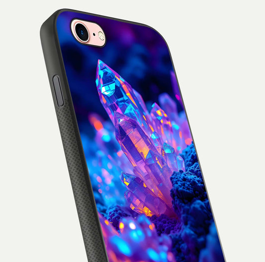 Neon Aura Shards Glass Case for iPhone 6 Plus close-up angled shot highlighting fragment pattern and reflection