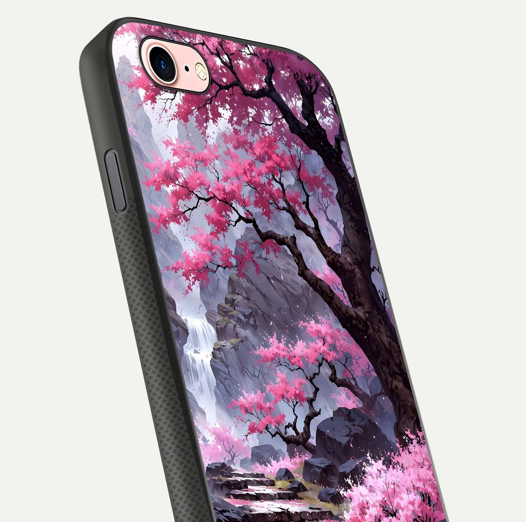Pinkish Scenery Glass Case for iPhone 6 Plus close-up angled shot showing reflection and gradient color blend