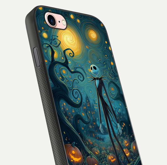 Pumpkin Moonlight Tale Glass Case for iPhone 6 Plus close-up angled shot highlighting reflection and vibrant glow