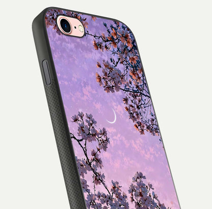 Purple Serenity Moon Glass Case for iPhone 6 Plus close-up angled shot showing reflection and gradient purple hues