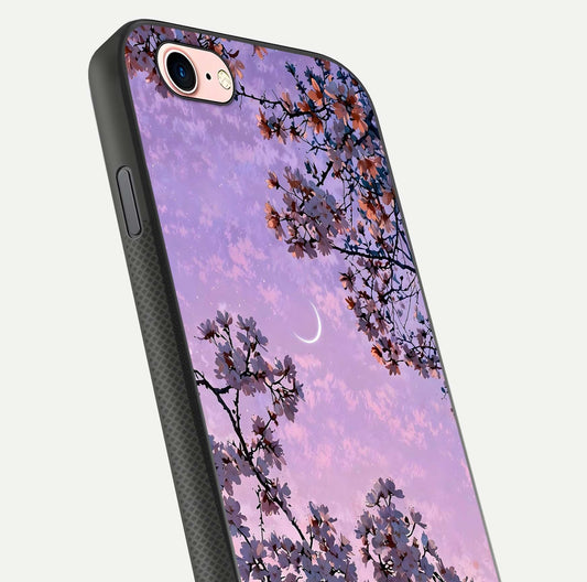 Purple Serenity Moon Glass Case for iPhone 6 Plus close-up angled shot showing reflection and gradient purple hues