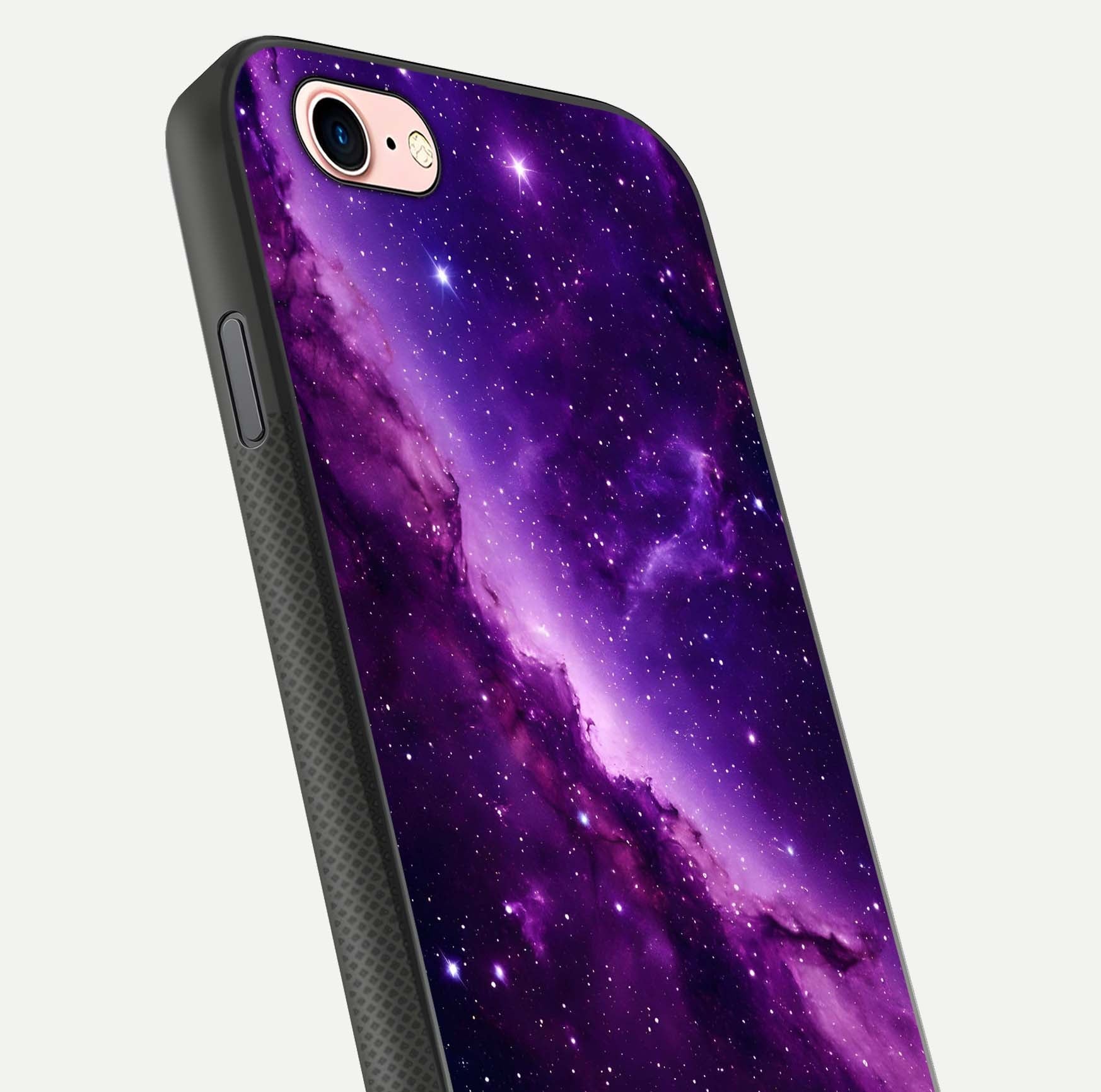 Purple Shade Sky Glass Case for iPhone 6 Plus close-up angled shot highlighting color gradient and reflection