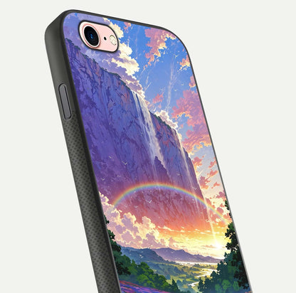 Rainbow Valley Dream Glass Case for iPhone 6 Plus close-up angled shot highlighting gradient tones and HD shine